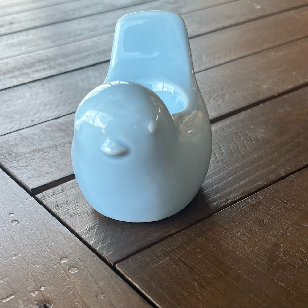 Blue Ceramic Bird Tealight Candle Holder Scandinavian Cottagecore Shelf Decor